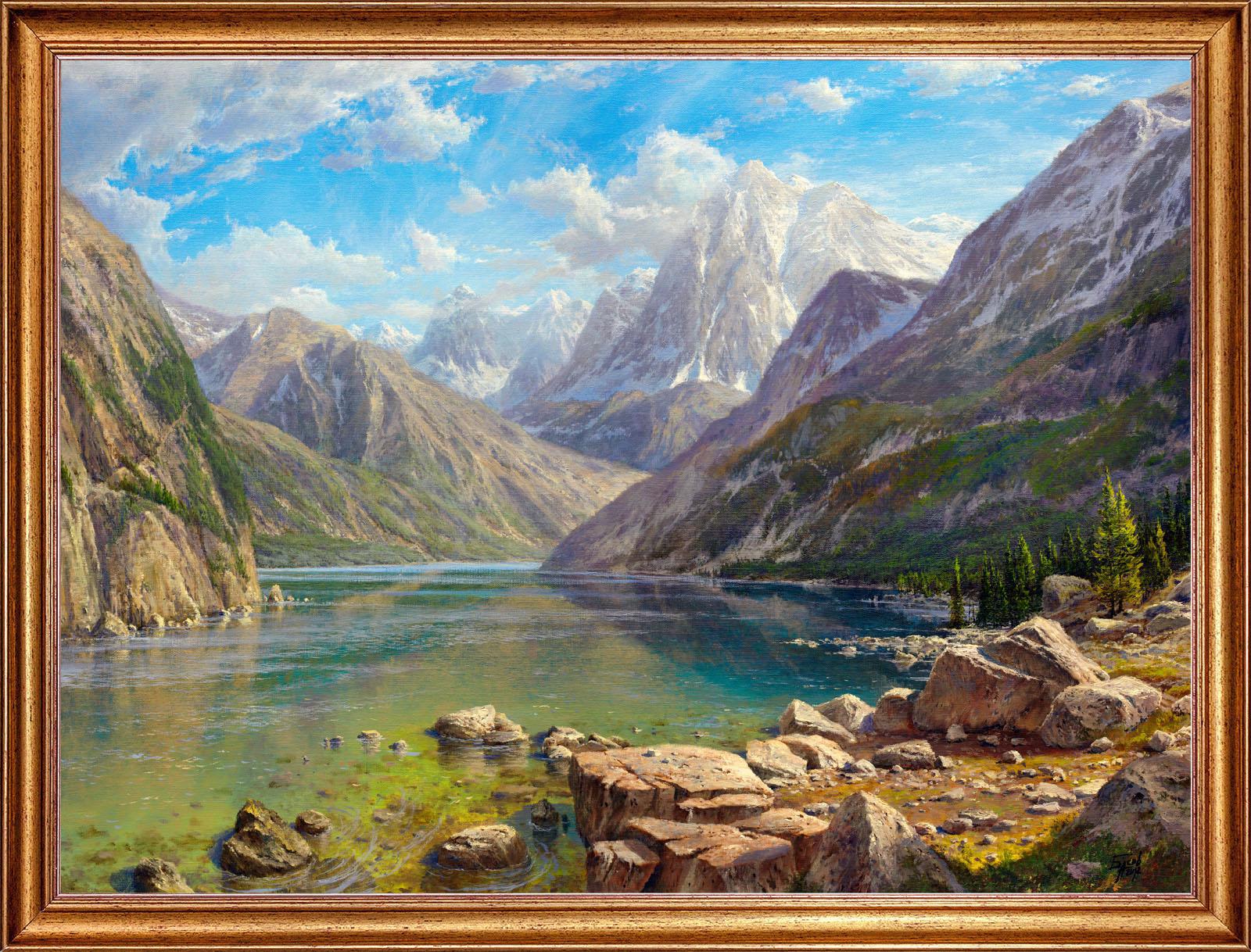 Озеро в горах Швейцарии картина Саврасова