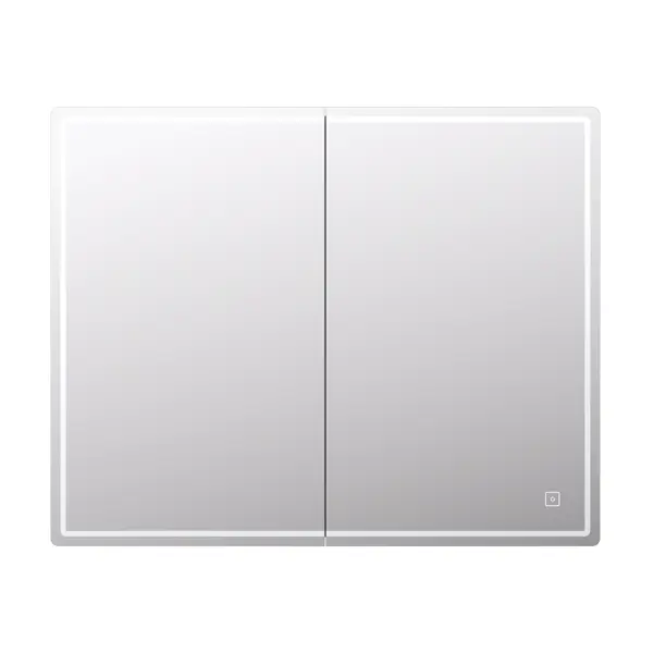 фото Шкаф для ванной зеркальный подвесной vigo look с подсветкой 100х80 см цвет белый