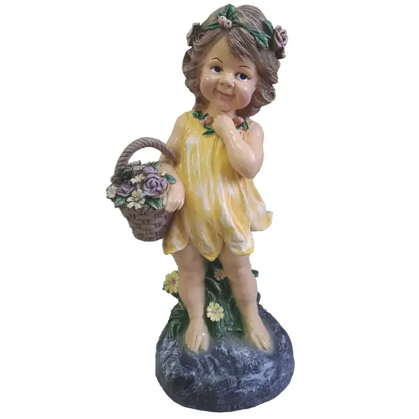 Фигура садовая «Девочка на камне с корзиной» высота 48 см садовая фигура белочка с орешком на пне 25х12х23см