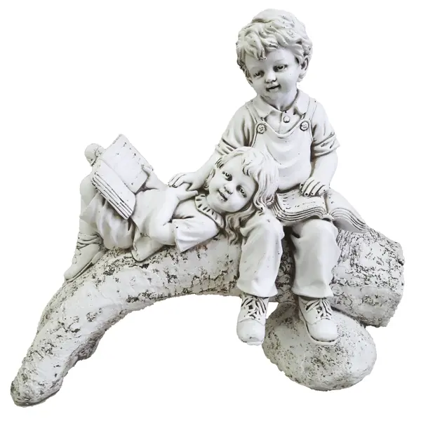 Фигура садовая «Девочка и мальчик на бревне» высота 47 см шар мальчик и снеговик ку 65 214130 коломеев 6 5x7 см