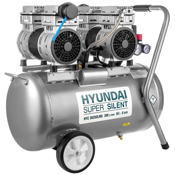 Компрессор Hyundai HYC 30250LMS, 50 л 300 л/мин, 2 кВт компрессор hyundai hyc 23224lms