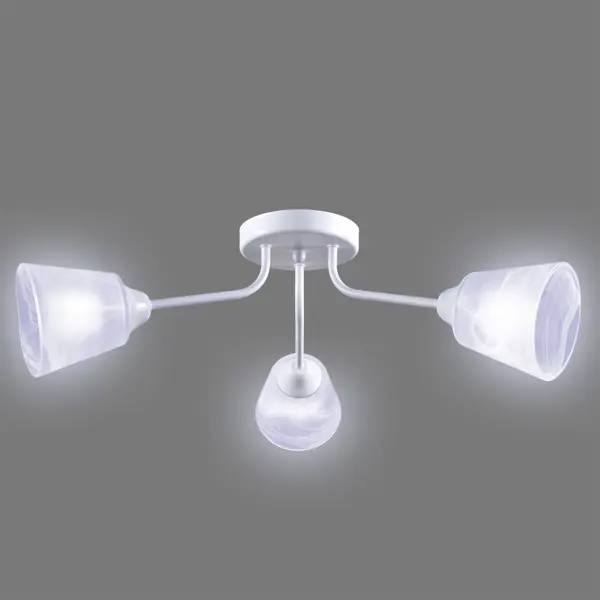 фото Люстра потолочная «юкка» кс30096/3c, 3 ламп, 9 м², цвет белый/белый ключник