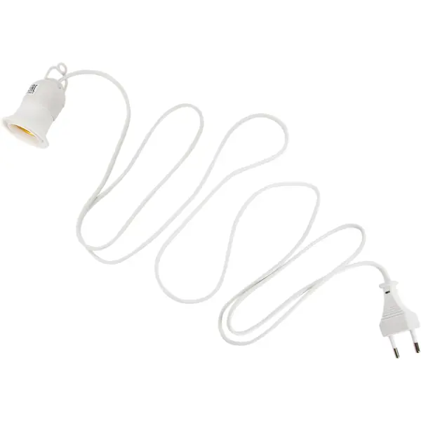 Патрон пластиковый для лампы E27, с выключателем, цвет белый крючок пластиковый store all белый 94126