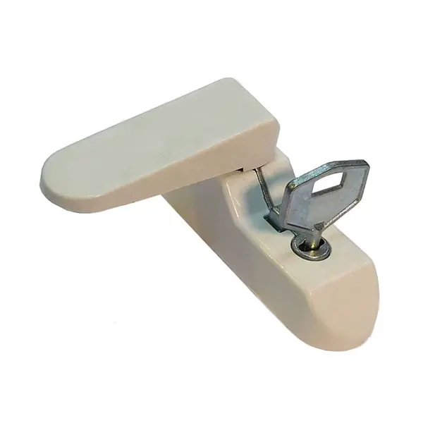 Блокиратор оконный флажковый с ключом 2.2x6.7 см, сталь, цвет белый ручка оконная с ключом 35 мм цам белый