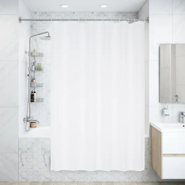 фото Штора для ванной swensa gala 180x200 см полиэстер цвет белый