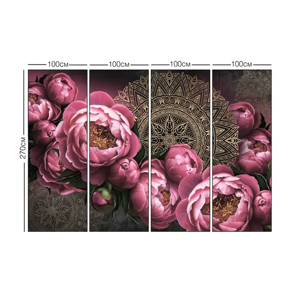 фото Фотообои мандала в пионах флизелиновые, 400x270 см, l13-208 fbrush