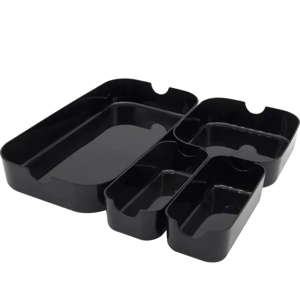 фото Набор из 4 корзин для выдвижного ящика sensea remix цвет чёрный 16.3x5.3x30.2 см