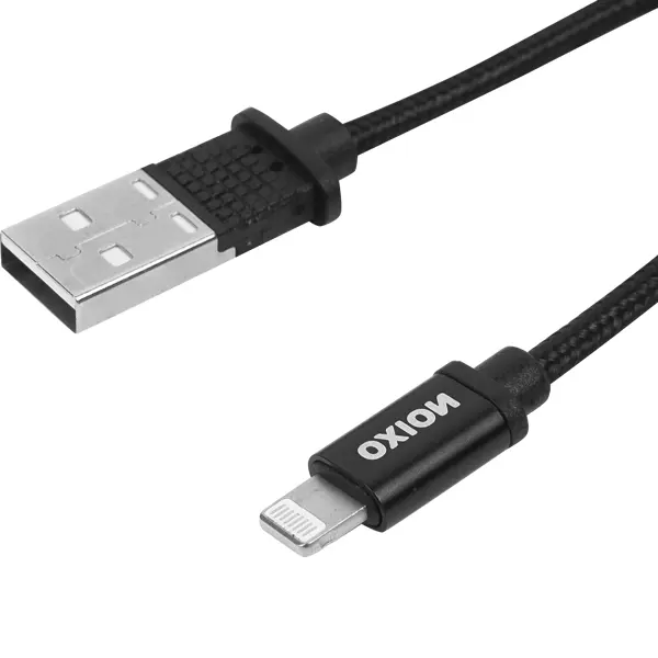 Кабель Oxion USB-Lightning 1.3 м 2 A цвет черный адаптер oxion lightning jack 3 5 0 1 м цвет белый