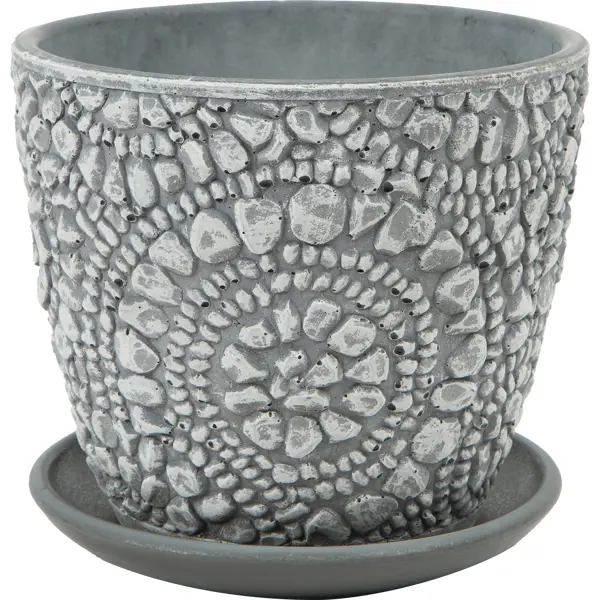 Горшок цветочный Камешки ø14.6 h12.7 см v1.3 л керамика цвет серый