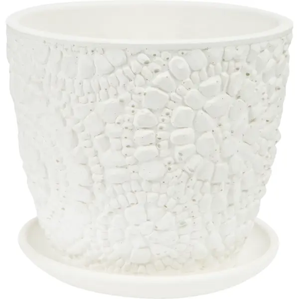 Горшок цветочный Камешки ø14.6 h12.7 см v1.3 л керамика цвет белый поддон для горшка 2 ø9 5 см керамика белый