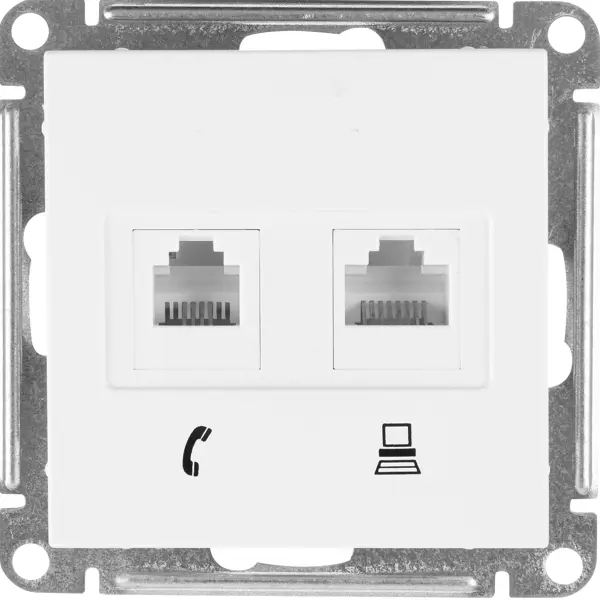 Телефонная/компьютерная розетка встраиваемая Systeme Electric W59 RJ11, цвет белый двойная розетка systeme electric