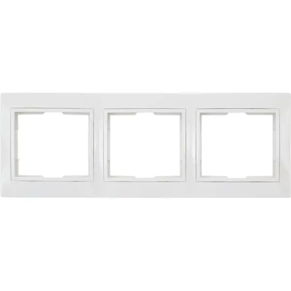 Рамка для розеток и выключателей горизонтальная Таймыр 3 поста, цвет белый двухпостовая горизонтальная рамка tdm