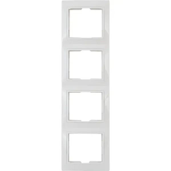 Рамка для розеток и выключателей вертикальная Таймыр 4 поста, цвет белый рамка для розеток и выключателей горизонтальная таймыр 2 поста белый