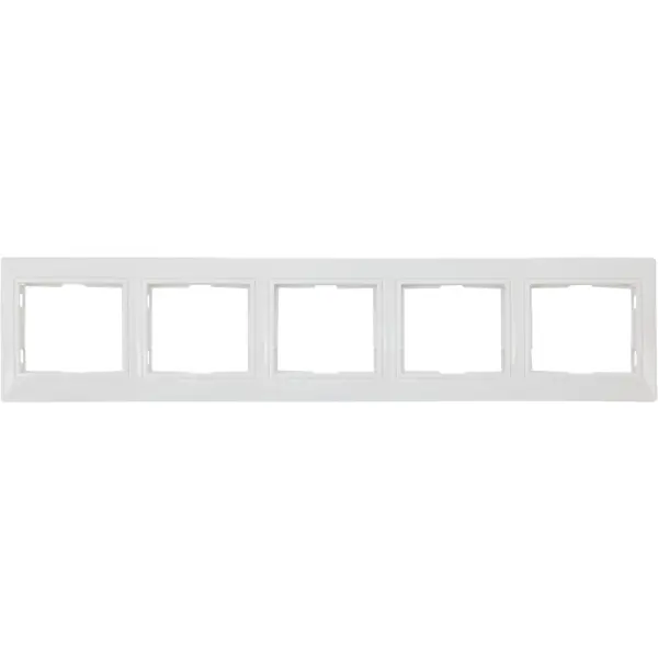 Рамка для розеток и выключателей горизонтальная Таймыр 5 постов, цвет белый рамка для розеток и выключателей горизонтальная таймыр 3 поста белый