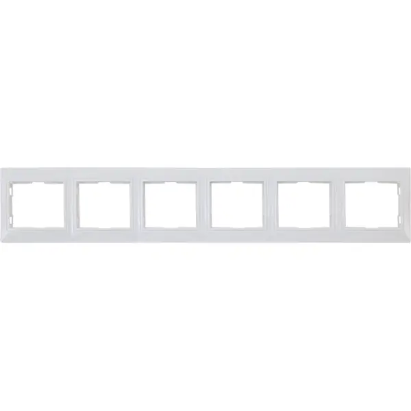 Рамка для розеток и выключателей горизонтальная Таймыр 6 постов, цвет белый