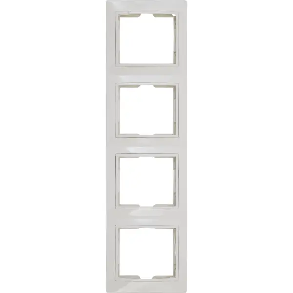 Рамка для розеток и выключателей вертикальная Таймыр 4 поста, цвет бежевый трехместная вертикальная рамка panasonic