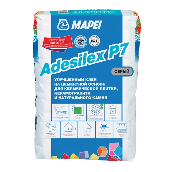 Клей для плитки Mapei Adesilex P7 25 кг цементная затирка mapei ultracolor plus 169 голубая сталь 2 кг
