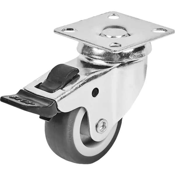Колесо для оборудования поворотное Standers с тормозом для твёрдого пола 50 мм нагрузка до 40 кг цвет серый колесо поворотное с тормозом 50 мм максимальная нагрузка 50 кг серый