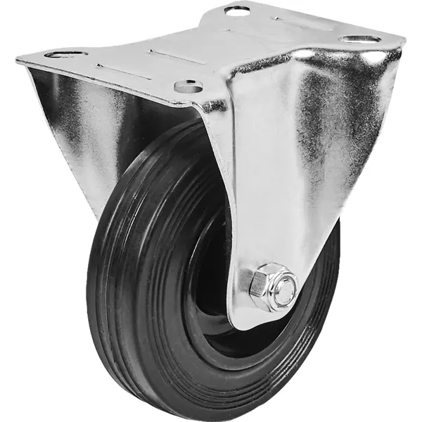 Колесо для тележки неповоротное STANDERS без тормоза площадка для твёрдого пола 100 мм, до 100 кг, цвет чёрный колесо для уборочной тележки brabix
