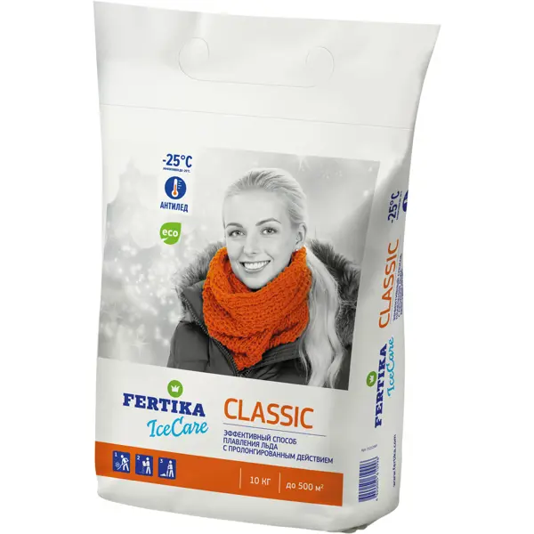Противогололедный реагент Fertika icecare classic 10 кг противогололёдное средство fertika ice care green 5кг