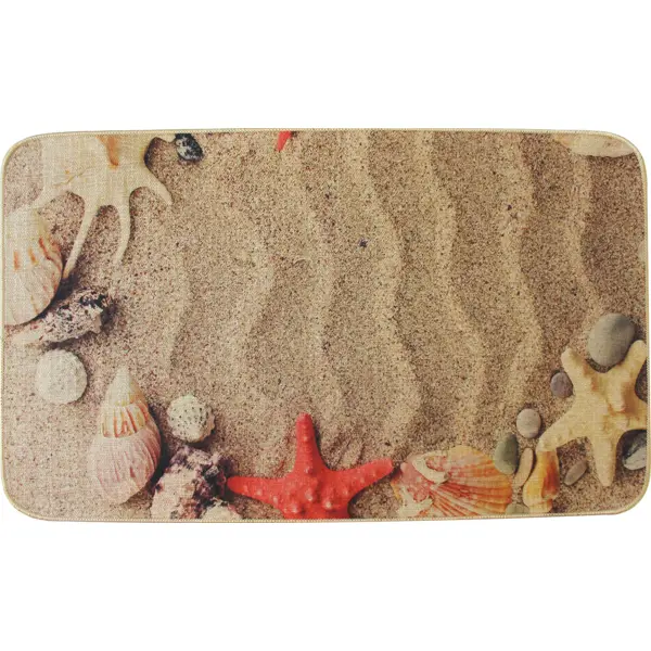 фото Коврик для ванной комнаты аквалиния пляж 45х75 см цвет песочный