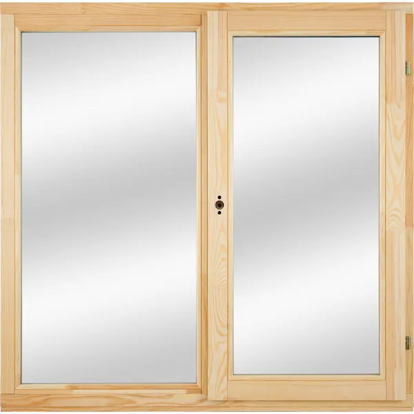 Окно деревянное двустворчатое сосна 1160x1170 мм (ВxШ) глухое/поворотное однокамерный стеклопакет цвет натуральный наклейка на окно