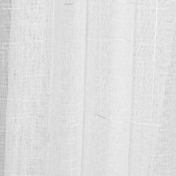 фото Тюль 1 м/п клетка лен с утяжелителем 280 см цвет белый без бренда