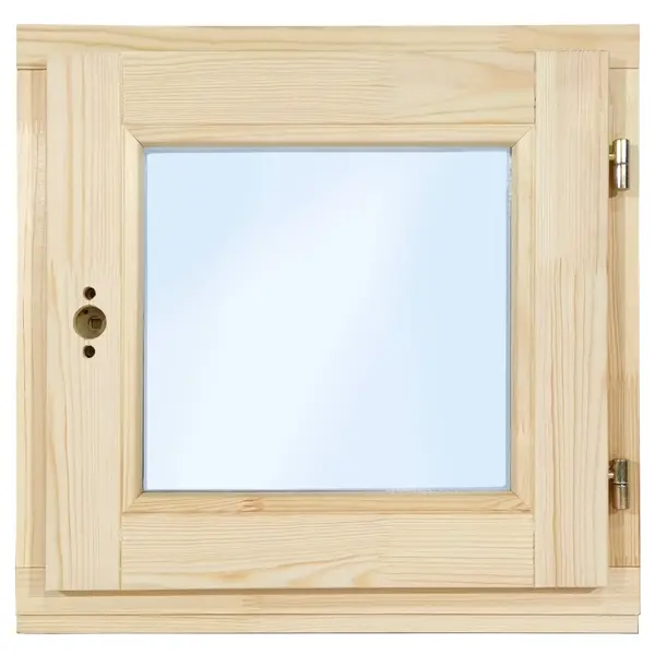 фото Окно деревянное одностворчатое сосна 400х400 мм (вхш) поворотное однокамерный стеклопакет цвет натуральный без бренда