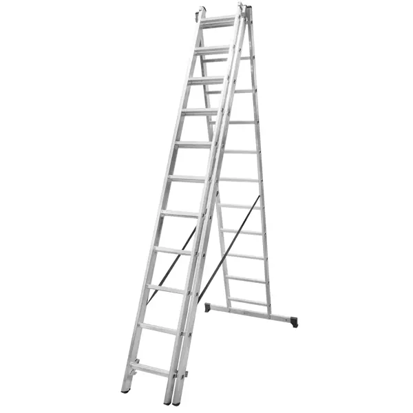 Лестница раскладная выдвижная 3-секционная Standers до 8.11м 11 ступеней лестница раскладная выдвижная 3 секционная standers до 7 6м 14 ступеней