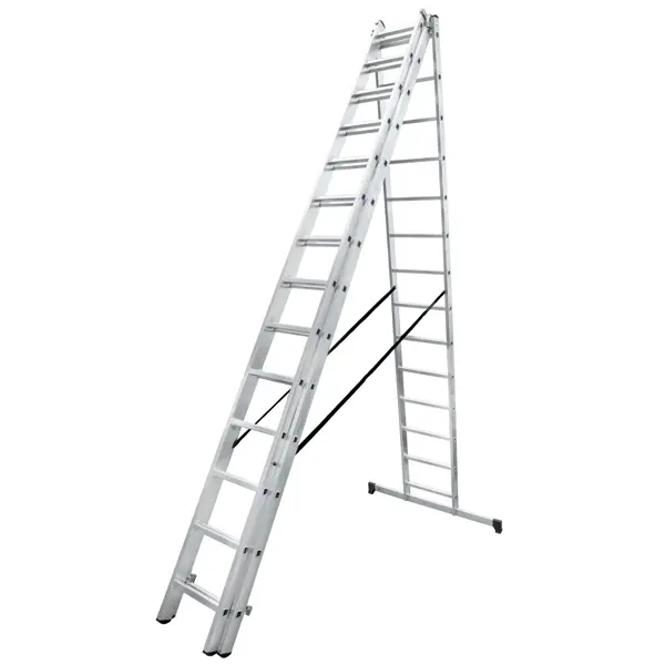 Лестница раскладная выдвижная 3-секционная Standers до 7.6м 14 ступеней стремянка алюминиевая standers 3 ступени максимальная нагрузка 150 кг