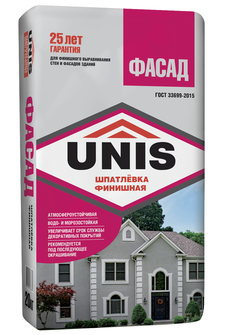 Шпатлевка цементная финишная Unis Фасад 20кг ✳️ купить по цене 485 ₽/шт. в  Ставрополе с доставкой в интернет-магазине Леруа Мерлен