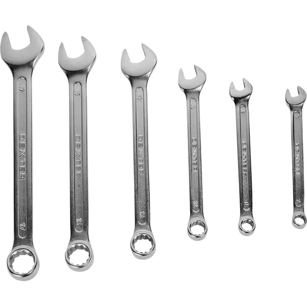 Набор ключей комбинированных Dexter COMB.6PCS SET 7-17 мм, 6 предметов комплект для демонтажа панелей облицовки av steel 6 предметов av 921077