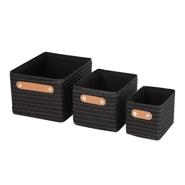 Набор корзин Sensea Paille 19x16x24.5 см цвет тёмно-серый 3 шт. набор детских игрушек деревянные головоломки