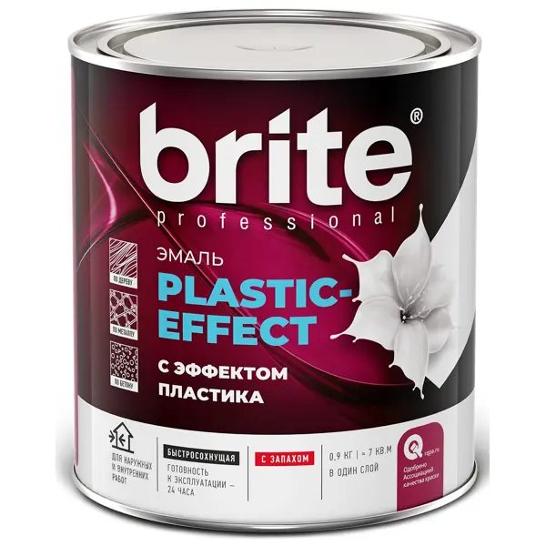 фото Эмаль brite plastic-effect полуматовая цвет белый 0.9 кг