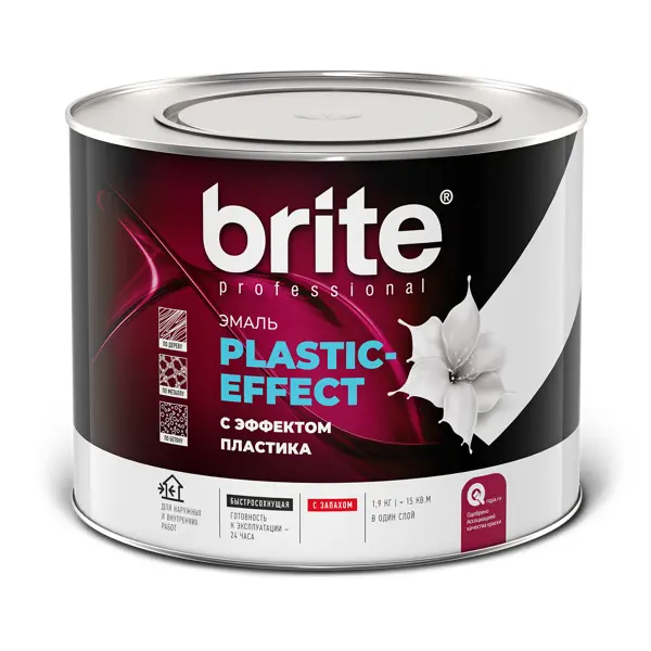 фото Эмаль brite plastic-effect полуматовая цвет белый 1.9 кг