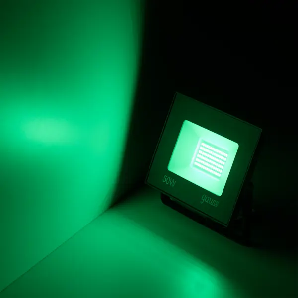 фото Прожектор светодиодный уличный gauss 50 вт ip65, зеленый свет