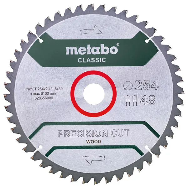 Диск пильный по дереву Metabo Precision 628656000 48Т 254x30x2.4 мм