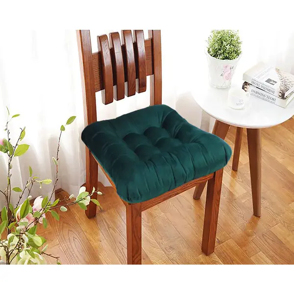 фото Подушка для стула "бархат" 40x36x6 см цвет изумруд linen way