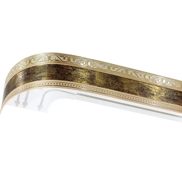 Карниз шинный трехрядный «Монарх» в наборе 240 см пластик цвет золото антик крышка металл винтовая твист офф цена за одну крышку ассорти золото 01030689