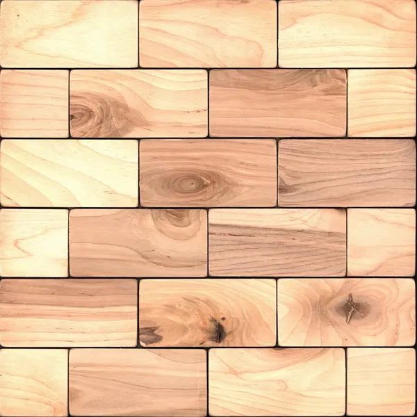 Деревянная мозаика Болтон 50x100 мм 300x300 мм береза