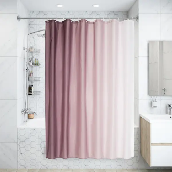 Штора для ванной Primanova Sharm 180x200 см полиэстер цвет фиолетовый штора для ванной wess bonsoir 180x200 см полиэстер фиолетовый розовый