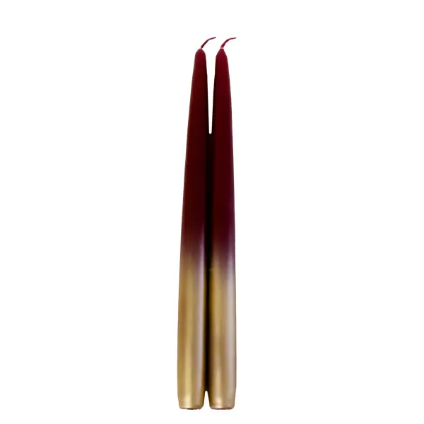 Свеча античная коническая h300 мм цвет бордо с золотом 2 шт. свеча цилиндр 4×12 см 15 ч бордо