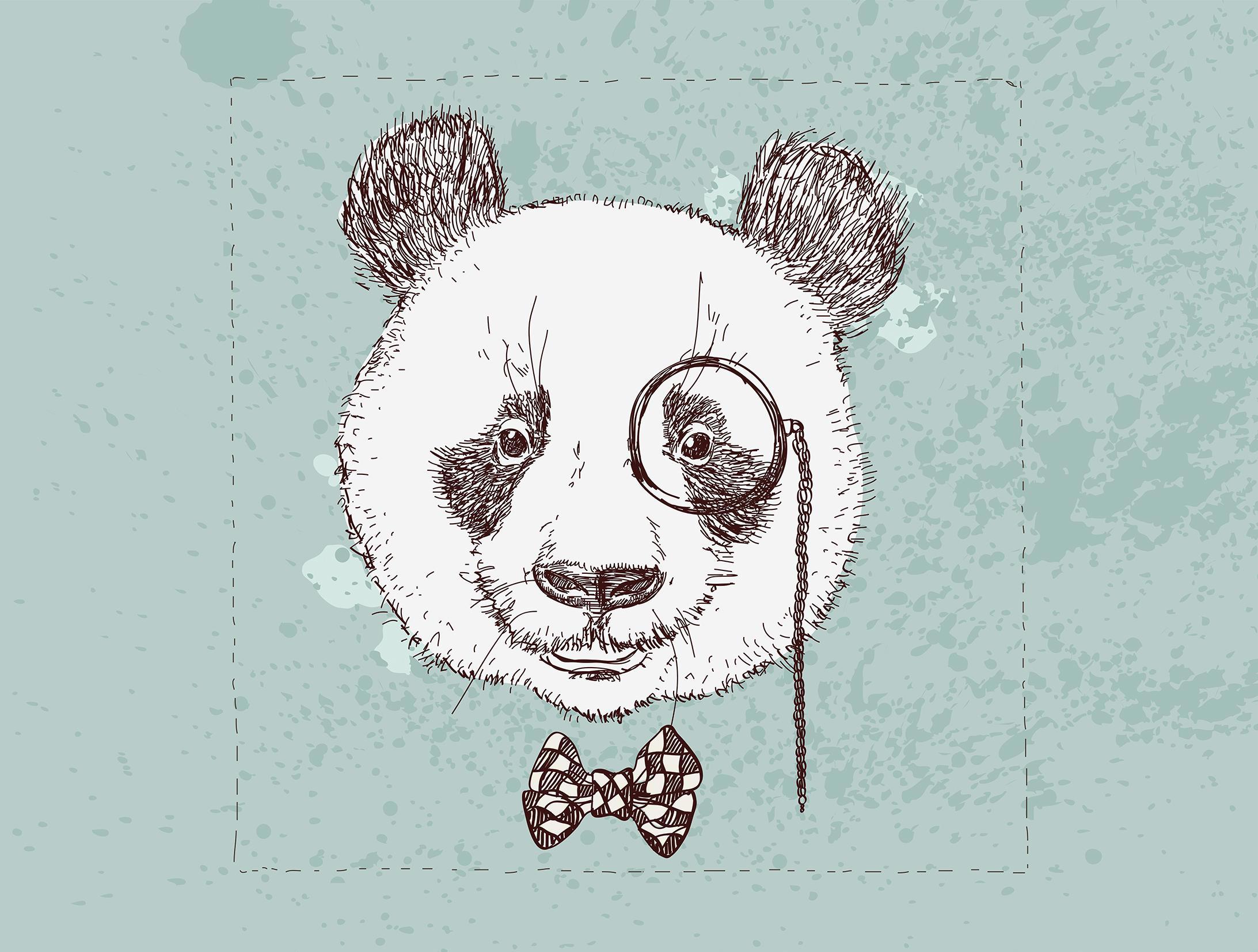 Панда хипстер иллюстрация
