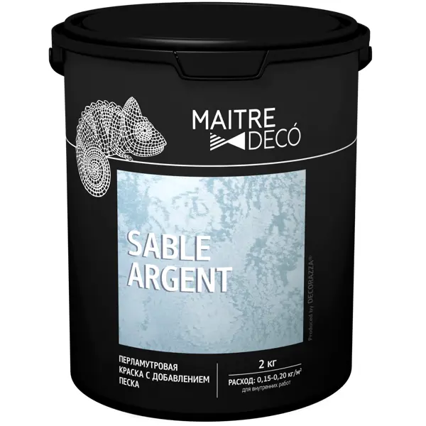 фото Краска декоративная maitre deco sable argent 2 кг цвет серебристый