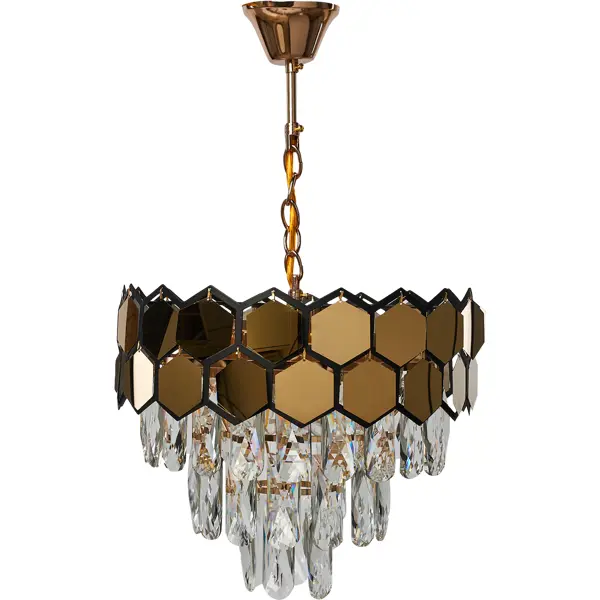 Люстра каскадная хрустальная подвесная Wink Майя E1925/6, 6 ламп, 18 м², цвет золотистый комплект светодиодных ламп sholtz