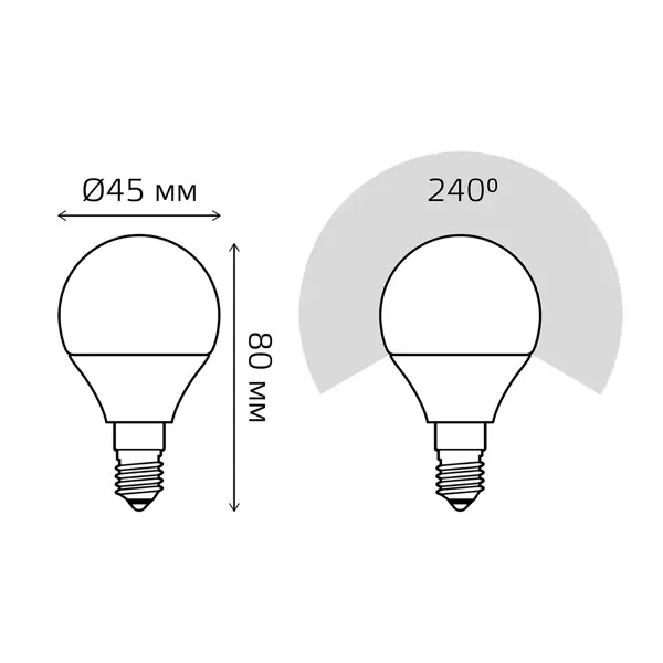 фото Лампа светодиодная gauss e14 170-240 в 7.5 вт шар малый матовая 600 лм, нейтральный белый свет