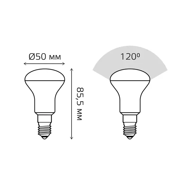 фото Лампа светодиодная gauss r50 e14 170-240 в 5.5 вт гриб матовая 420 лм нейтральный белый свет