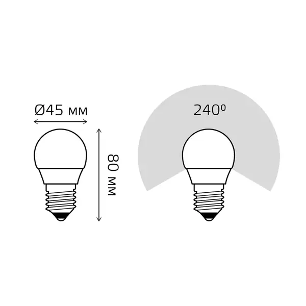 фото Лампа светодиодная gauss e27 170-240 в 5.5 вт шар матовая 470 лм, теплый белый свет