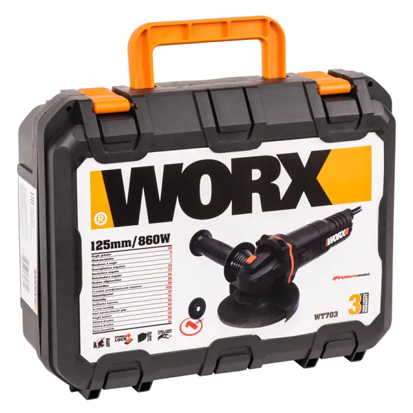 фото Ушм сетевая worx wt703, 860 вт, 125 мм