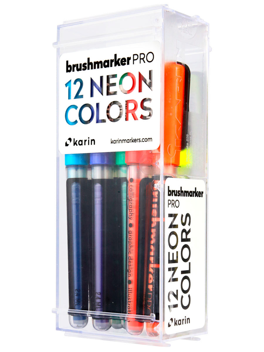 Маркер-кисть KARIN Brushmarker PRO Неоновые цвета набор 12 цветов, для  скетчинга, рисования ✳️ купить по цене 2599 ₽/шт. в Оренбурге с доставкой в  интернет-магазине Леруа Мерлен